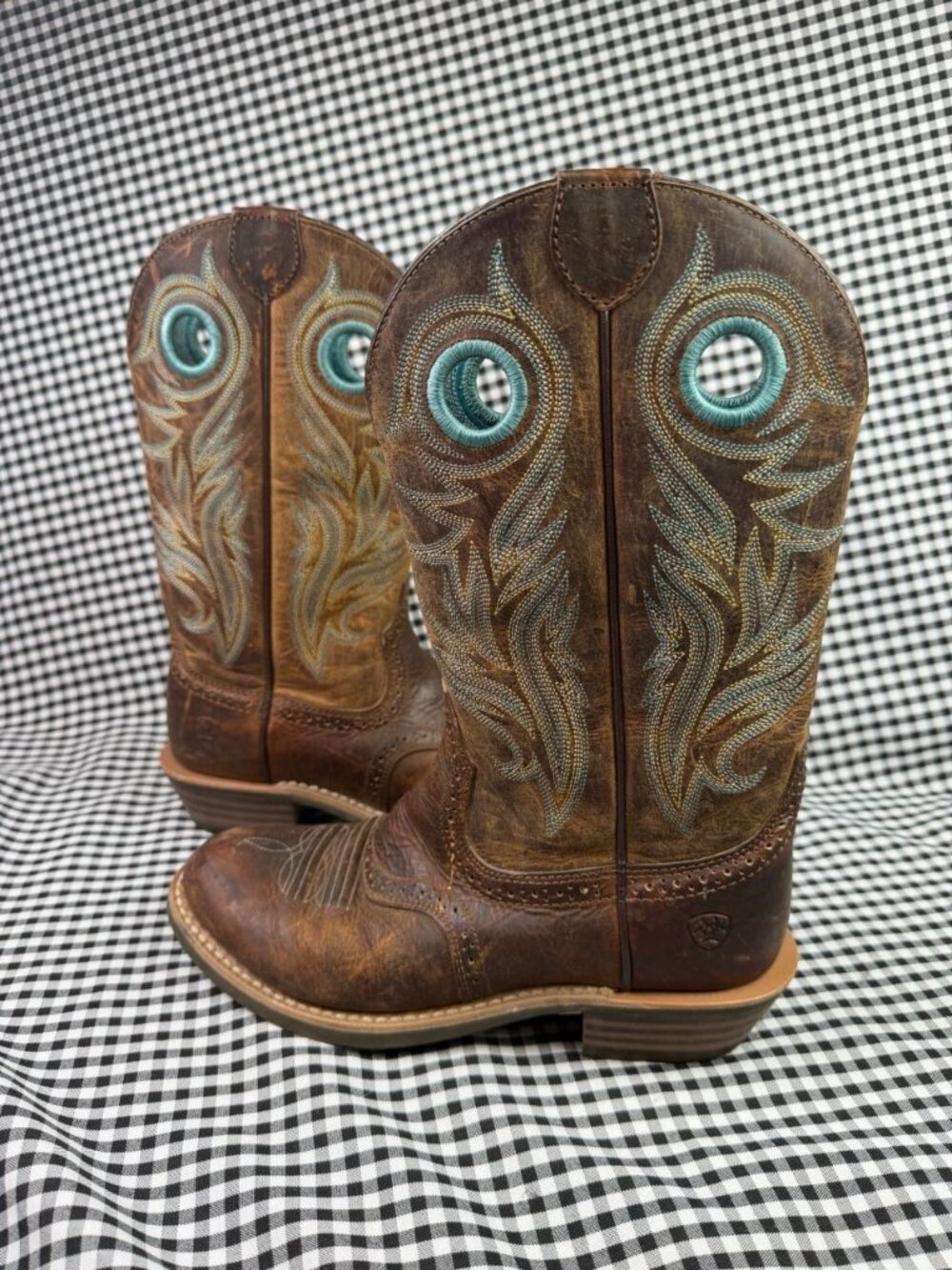 Ariat Shadow Rider Cowgirl Boots Women 6 B Brown Turquoise Leather Western